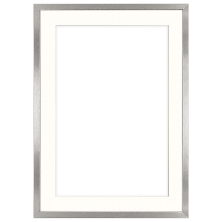 Srebrna ramka z passe partout na zdjęcia w rozmiarze 50x70 cm z okienkiem passe partout 40x60 cm