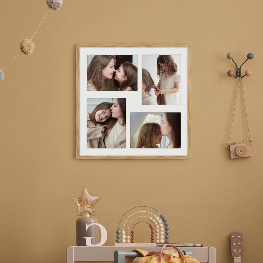 Foto galeria 40x40 cm na 4 zdjęcia o wymiarach 13x18 cm kolor dębowy