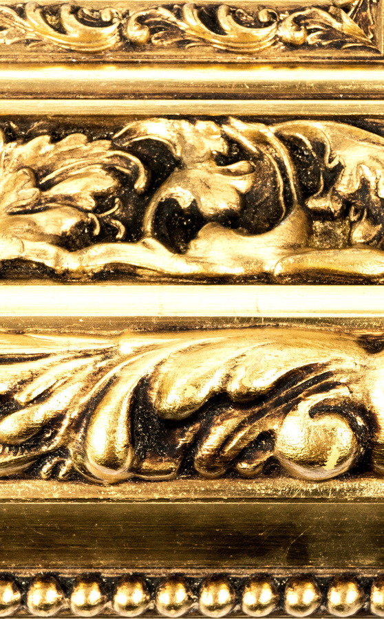 Rama do obrazów, zdjęć oraz luster na wymiar LUCA #3152. Stylowa z ornamentami, drewniana oprawa - kolor złoty patyna