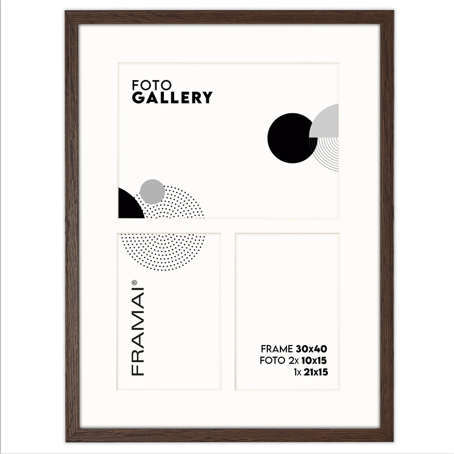 Foto galeria 30x40 cm na 3 zdjęcia o wymiarach 10x15 cm 15x21 cm brązowa
