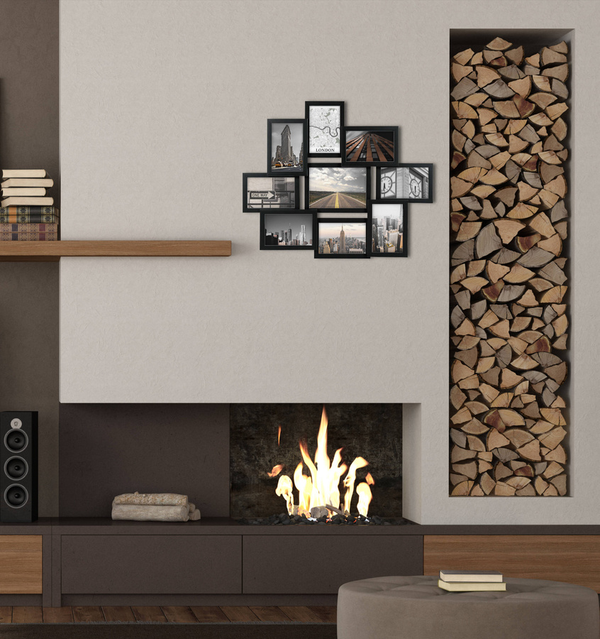 Multirama drewniana Black 91, zestaw ramek 8 X 10x15 cm, 1 X 13x18 cm - czarna