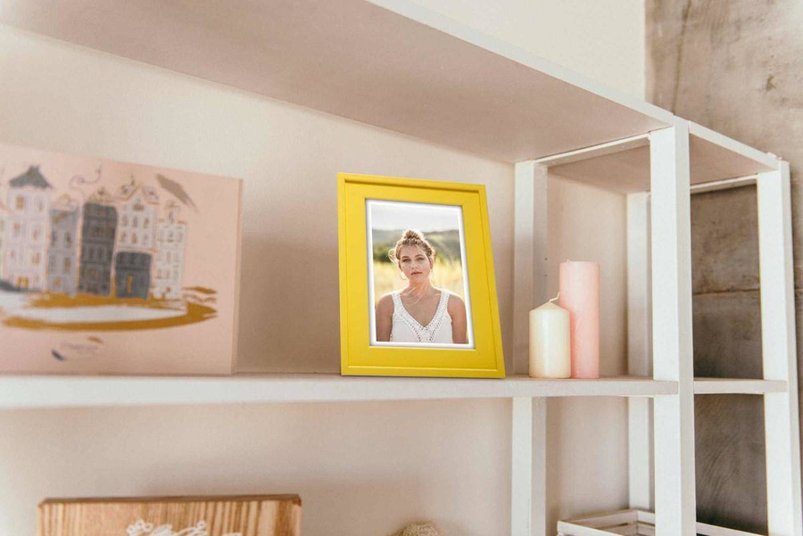 Ramka drewniana RIVOLI 2827, nowoczesna fotoramka na zdjęcia, plakaty lub rysunki - kolor żółty