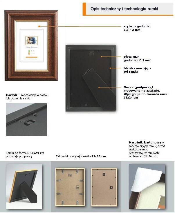 Ramka drewniana GISSI 2086, szlachetna fotoramka na zdjęcia,plakaty lub obrazy - kolor brązowy, złoty pasek