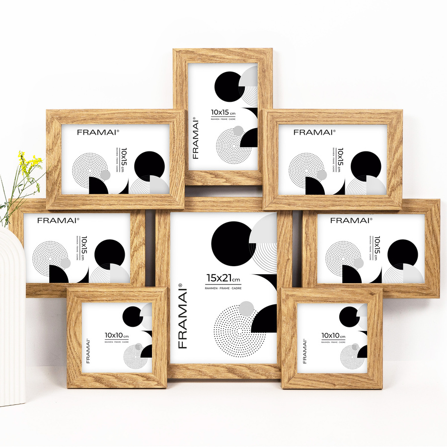 Multirama w dębowym kolorze MULTI HEN 01 na 8 zdjęć ramka na zdjęcia