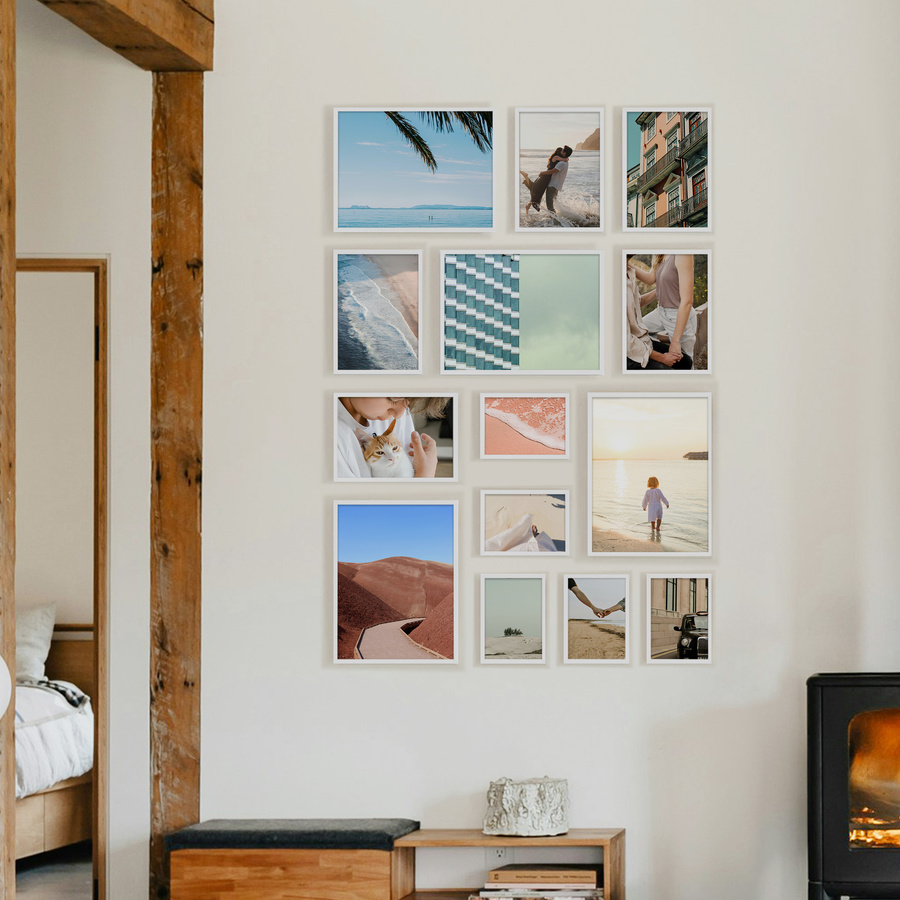 Galeria ścienna PINIA 1 GF0001. Zestaw białych ramek na ścianę