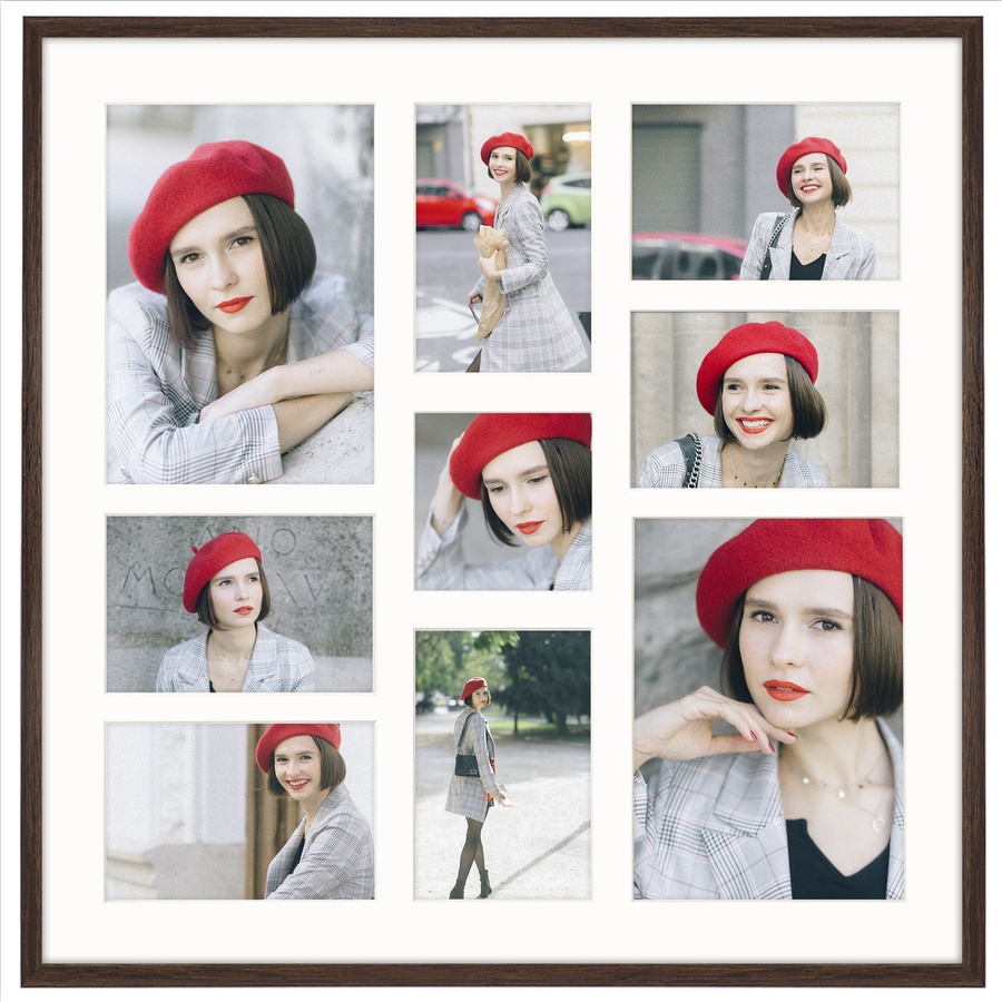 Foto galeria 50x50 cm na 9 zdjęć o wymiarach 10x15 cm 15x21 cm 10x10 cm kolor brązowy