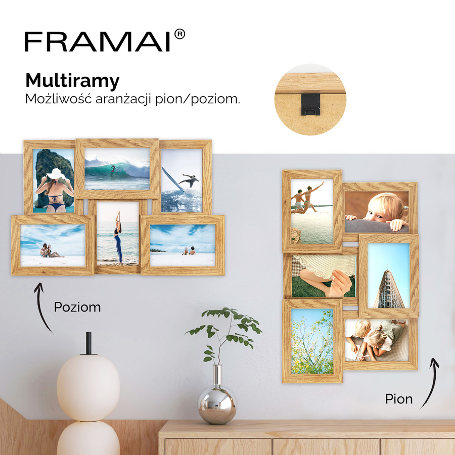 Multiramka MULTI HEN dębowy brąz ramka na zdjęcia