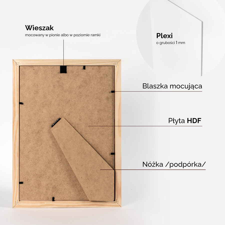 Ramka z drewna surowego na zdjęcia RAW 21x29,7 cm