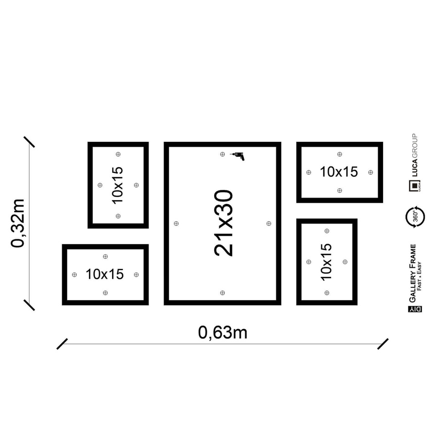 Zestaw ramek PINIA 00 GF0045 - galeria ramek na 5 zdjęcia