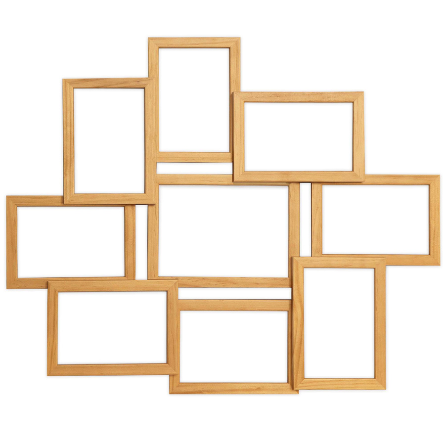 Multirama drewniana Natural 91, zestaw ramek 8 X 10x15 cm, 1 X 13x18 cm - naturalna