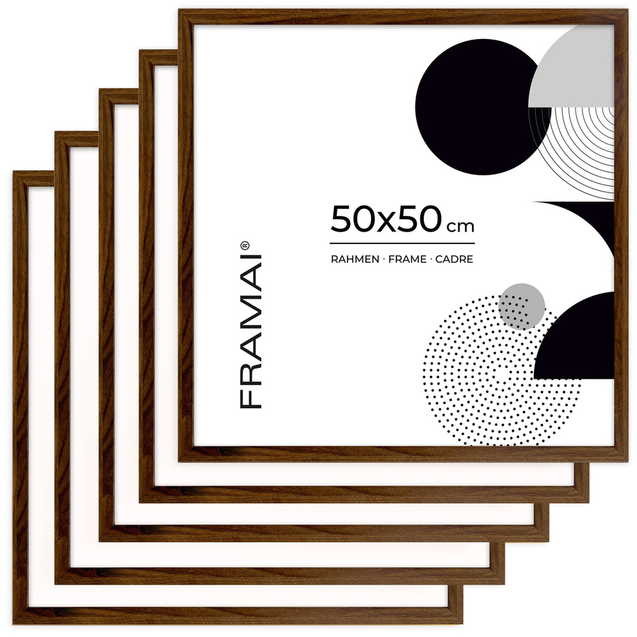Brązowa ramka na zdjęcia w rozmiarze 50x50 cm