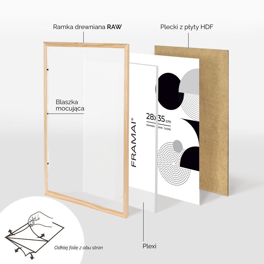 Ramka z drewna surowego na zdjęcia RAW 28x35 cm