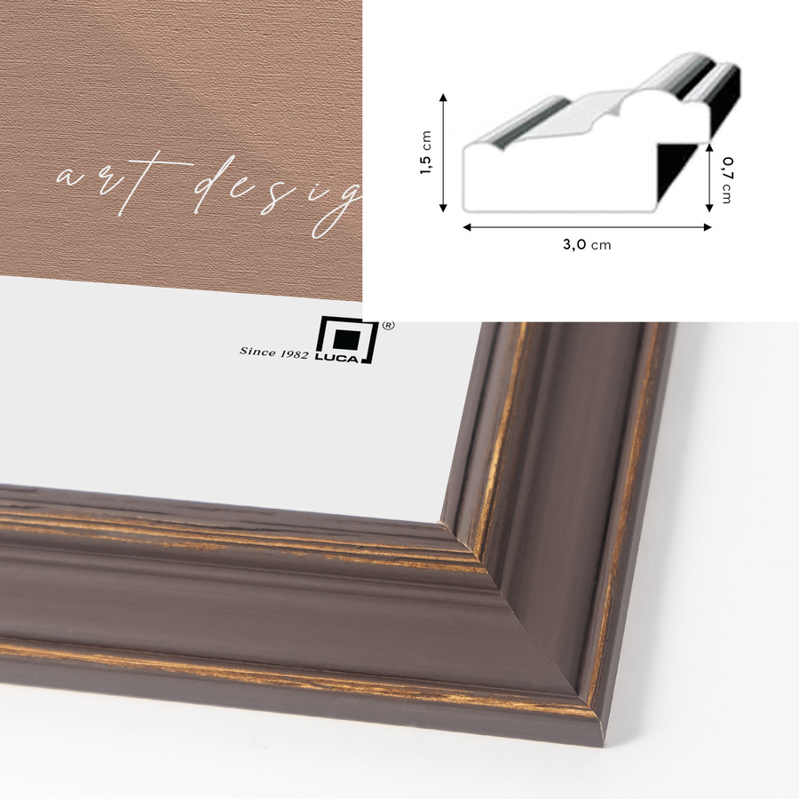 Ramka drewniana MAROTTA 2808, fotoramka na zdjęcia, plakaty lub obrazy - kolor brązowy, przetarcia