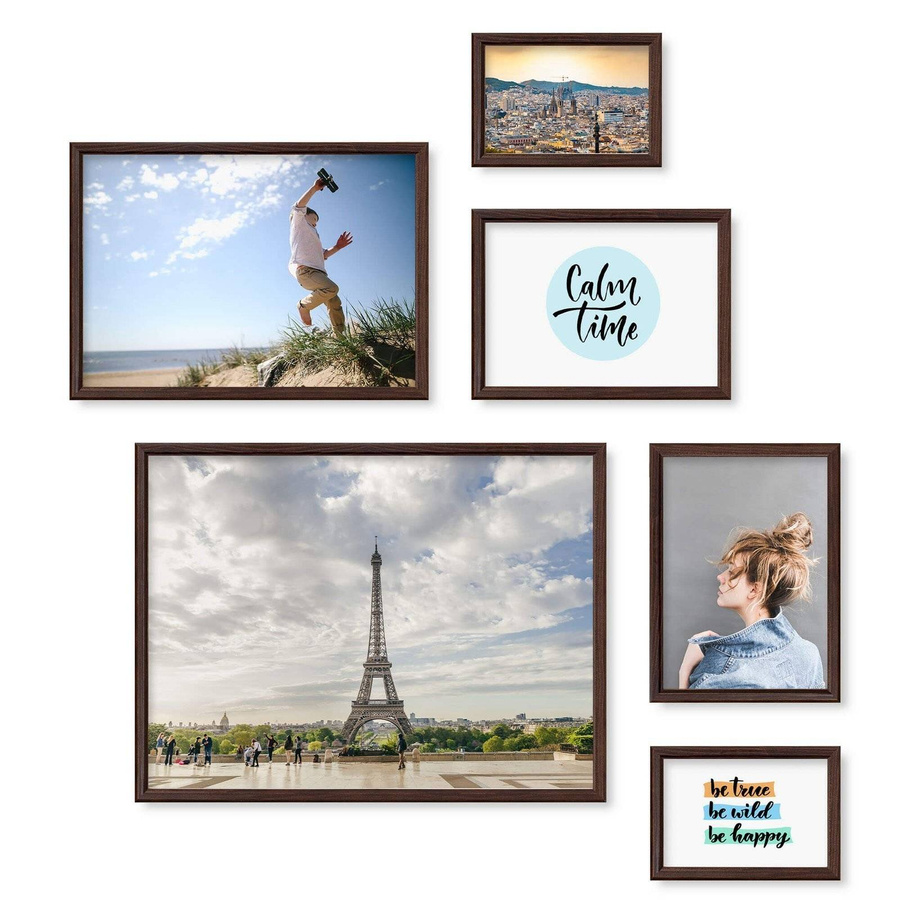 Zestaw brązowych ramek galeria 44 GF10 2x10x15 2x15x21 1x21x30 1x30x40