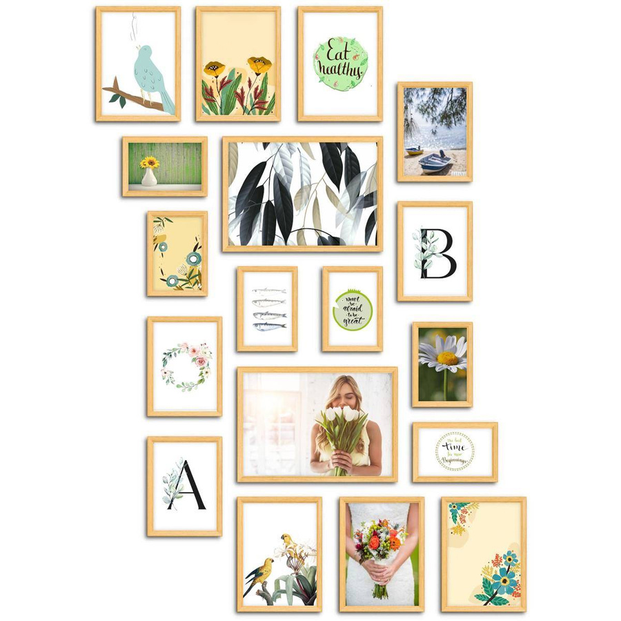 Galeria ścienna PRESTO 0 GF0006. Zestaw naturalnych ramek na ścianę