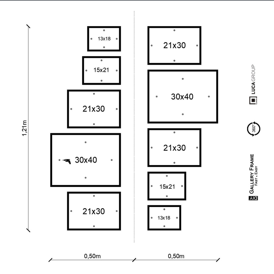 Zestaw ramek PINIA 3 GF0039 - galeria ramek na 10 zdjęć