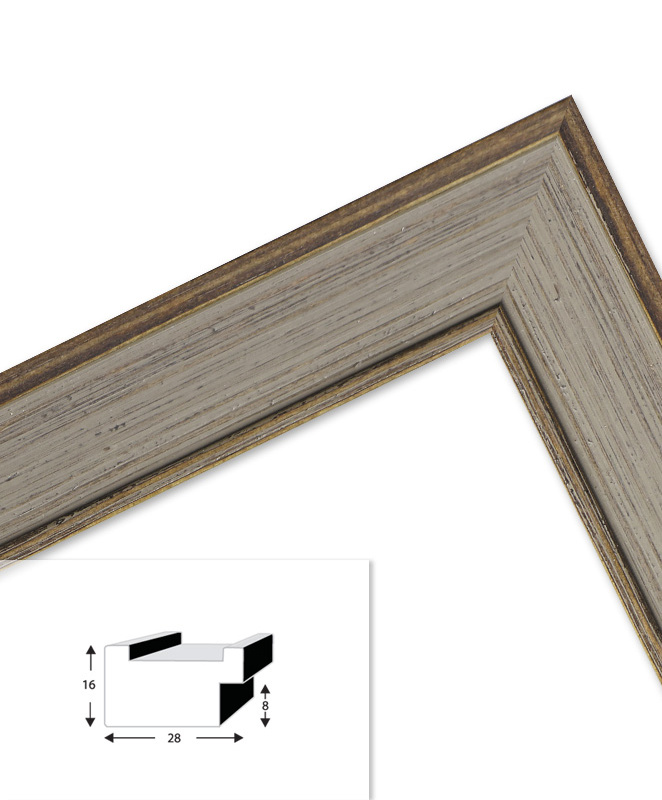 Ramka drewniana MARE 2057, fotoramka na zdjęcia, plakaty lub obrazy - kolor szary, przetarcia