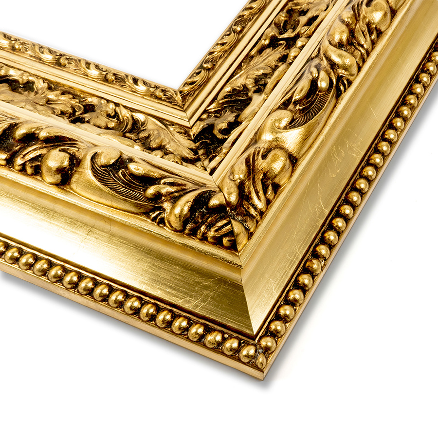 Rama do obrazów, zdjęć oraz luster na wymiar LUCA #3152. Stylowa z ornamentami, drewniana oprawa - kolor złoty patyna