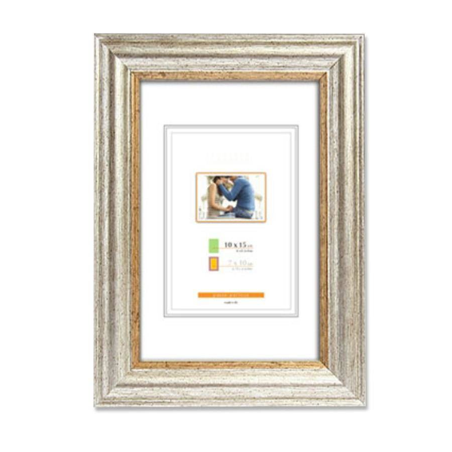 Ramka z tworzywa MOLISE 3028 klasyczna fotoramka na zdjęcia, plakaty lub obrazy - kolor srebrny złoty pasek