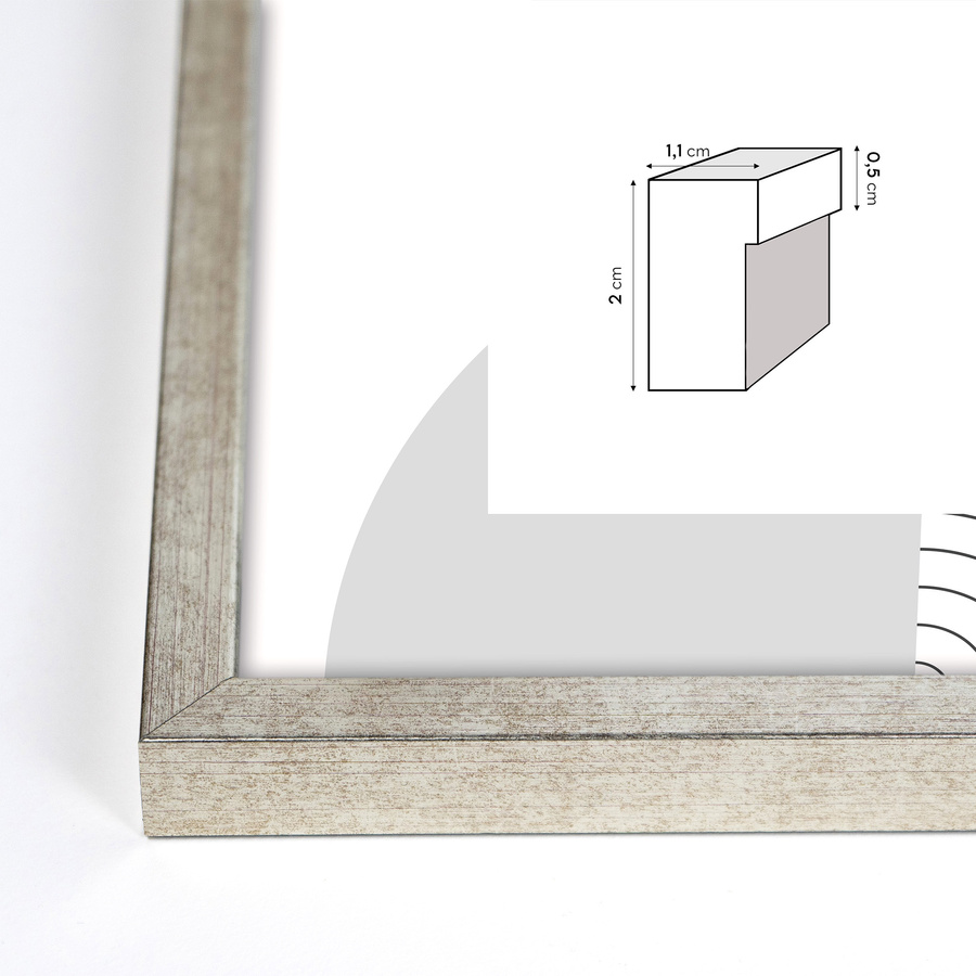 Ramka drewniana UNO S, nowoczesna, wysoka fotoramka na zdjęcia, plakaty lub rysunki - kolor srebrny
