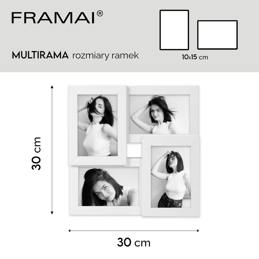 Multirama HEN WHITE zestaw ramek 4 X 10x15 cm biała