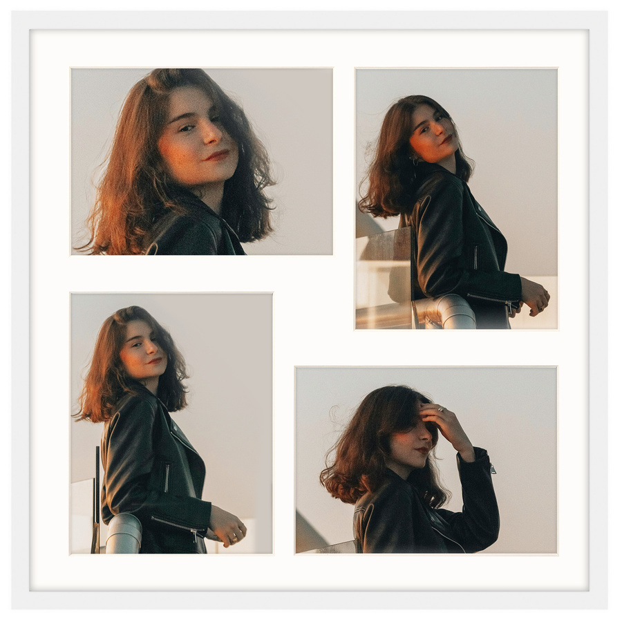 Foto galeria 40x40 cm na 4 zdjęcia o wymiarach 13x18 cm biała