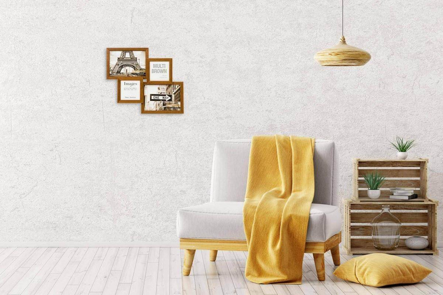 Multirama drewniana Brown 43, zestaw ramek 2 X 10x10 cm, 2 X 13x18 cm - brązowa