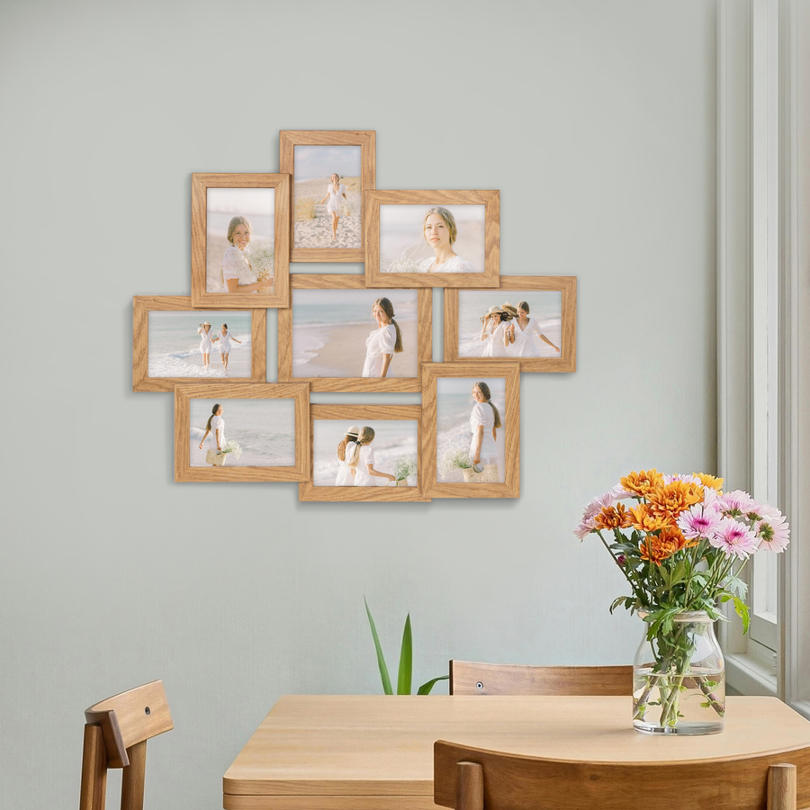 Multirama w dębowym kolorze MULTI HEN 01 na 9 zdjęć ramka na zdjęcia