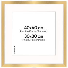 Ramka 40×40 cm w złotym kolorze z passe-partout przeznaczonym na zdjęcia 30×30 cm