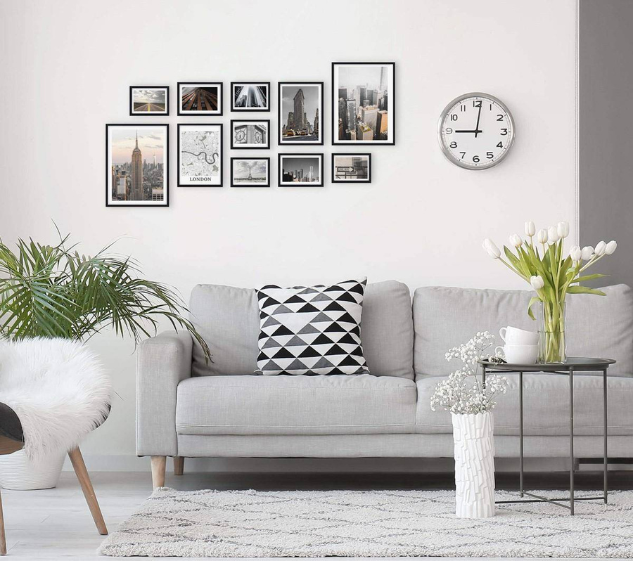 Galeria ścienna PINIA 2 GF0005. Zestaw czarnych ramek na ścianę