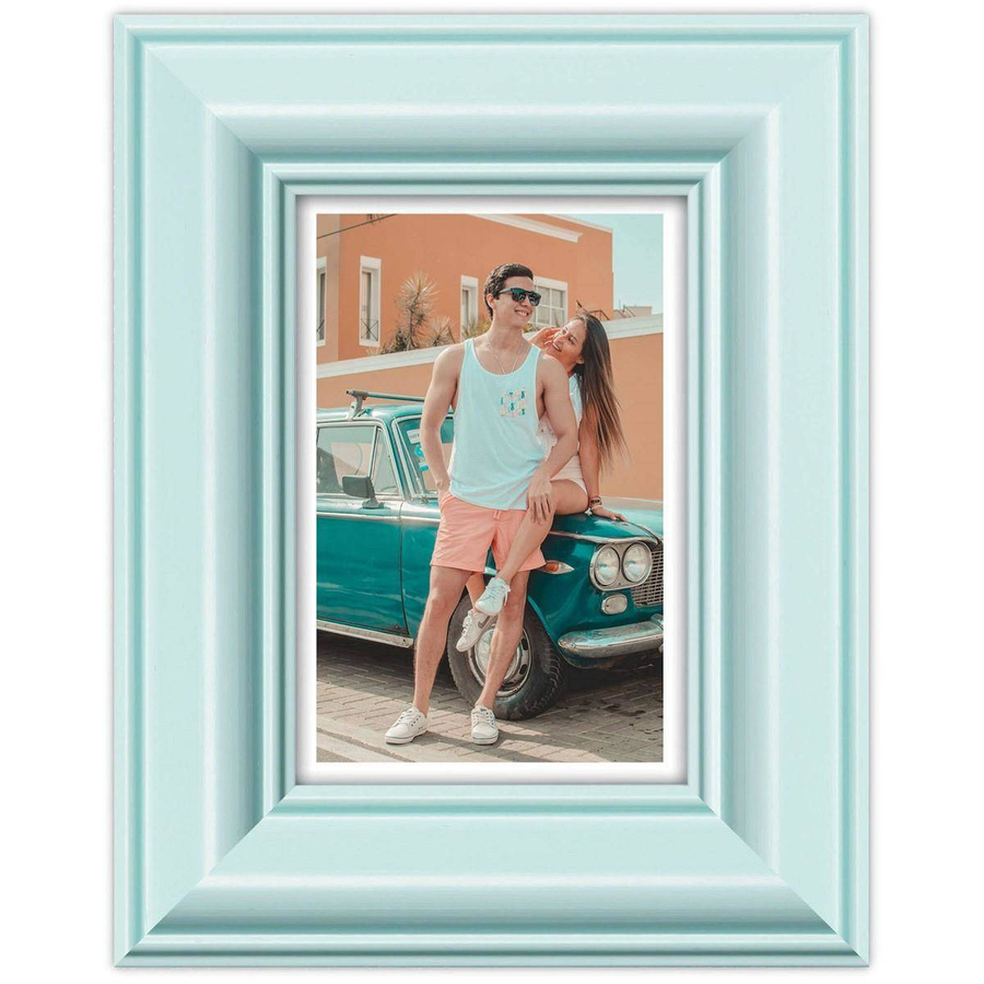 Ramka drewniana FAVARO 2143, nowoczesna fotoramka na zdjęcia, plakaty lub obrazy - kolor miętowy