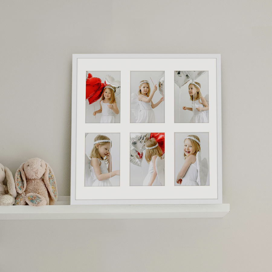 Foto galeria 40x40 cm na 6 zdjęć o wymiarach 10x15 cm biała