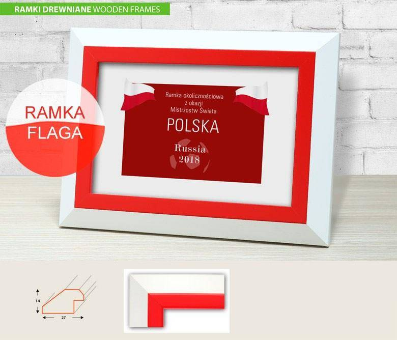 Ramka drewniana FLAGA 13x18 cm