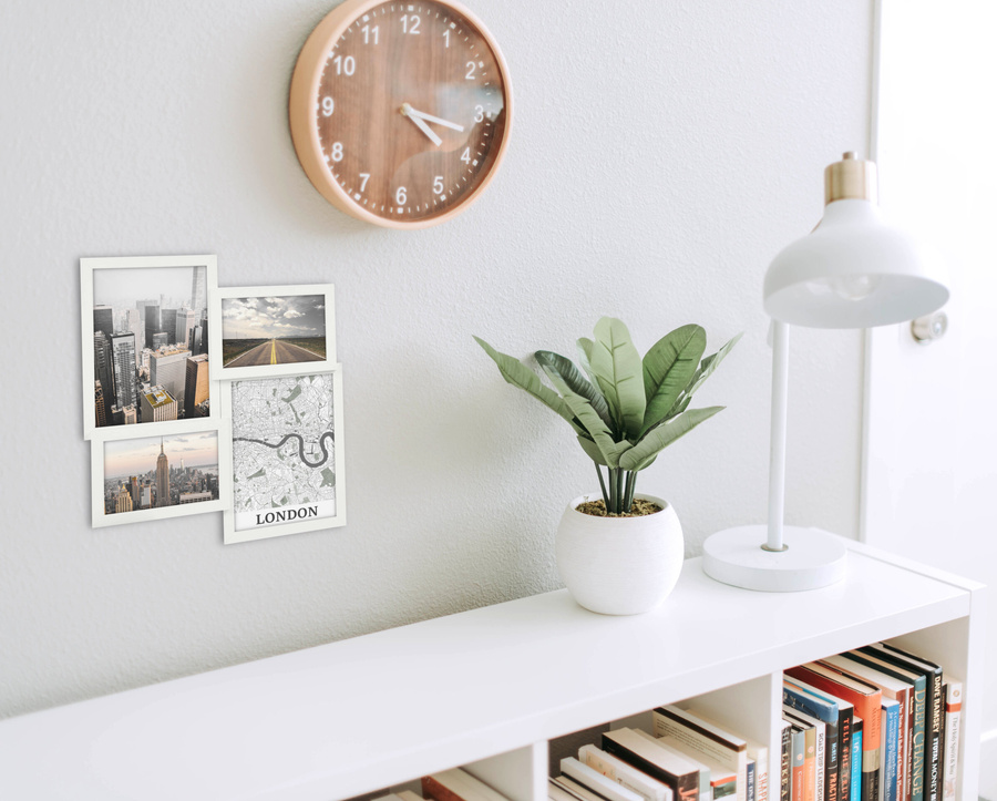 Multirama drewniana White 44, zestaw ramek 2 X 10x15 cm, 2 X 15x21 cm - biała