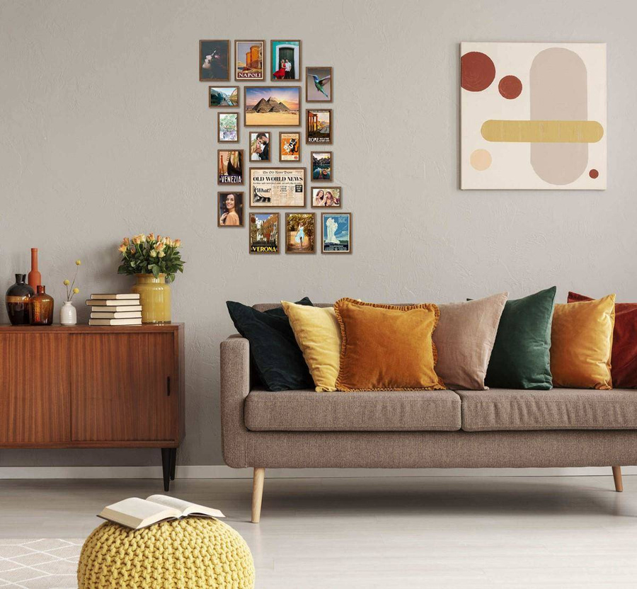 Galeria ścienna PRESTO 4 GF0006. Zestaw brązowych ramek na ścianę