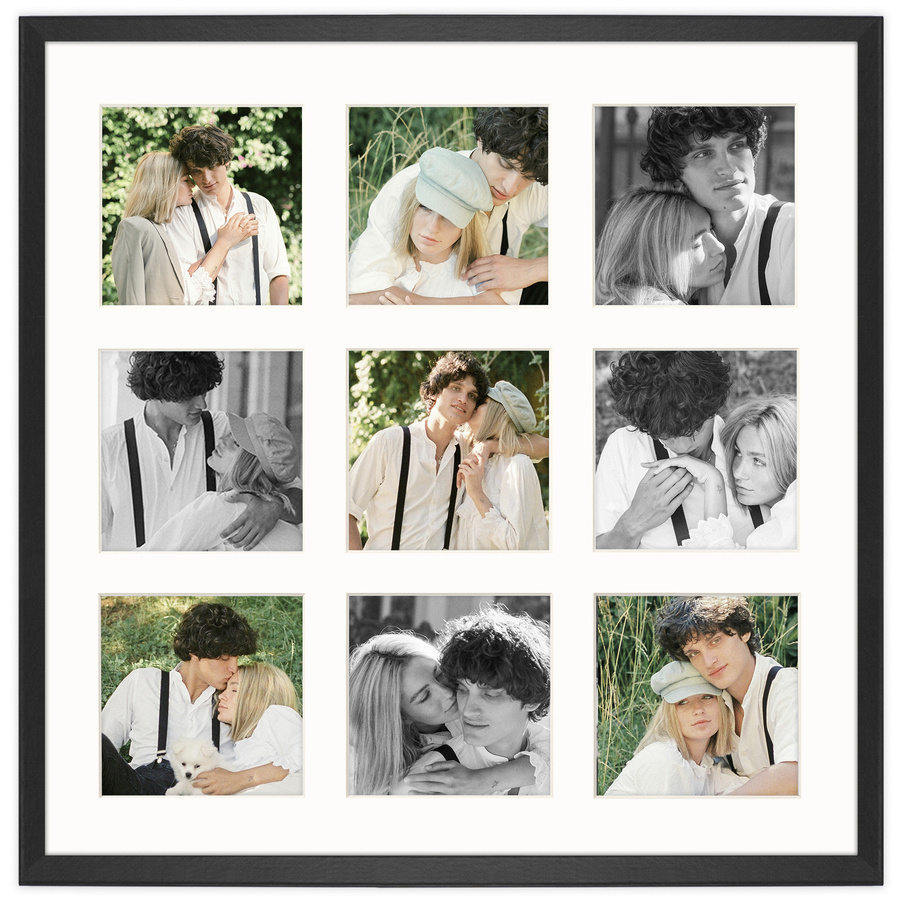 Foto galeria 40x40 cm na 9 zdjęć o wymiarach 10x10 cm czarna