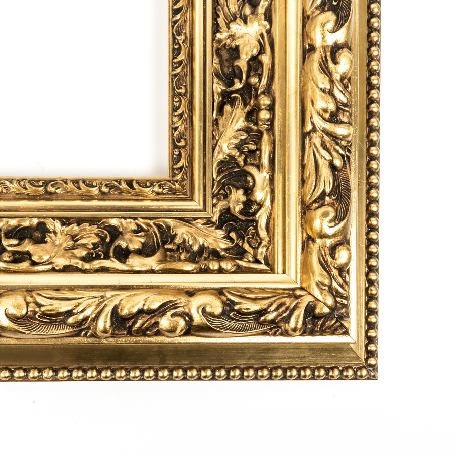 Rama do obrazów, zdjęć oraz luster na wymiar LUCA #3152. Stylowa z ornamentami, drewniana oprawa - kolor złoty patyna