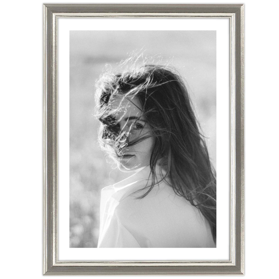 Ramka drewniana PRESTO 1859, szlachetna fotoramka na zdjęcia, plakaty lub rysunki - kolor srebrny