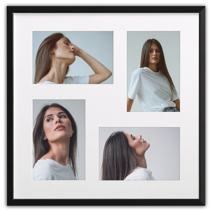 Ramka drewniana galeria passe-partout Black 34x34 - kolor czarny