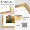 Złota ramka z passe partout na zdjęcia w rozmiarze 21X29,7 cm z okienkiem passe partout 15x21 cm