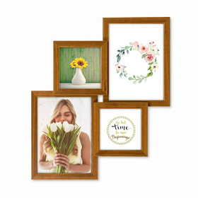 Multirama drewniana Brown 43, zestaw ramek 2 X 10x10 cm, 2 X 13x18 cm - brązowa