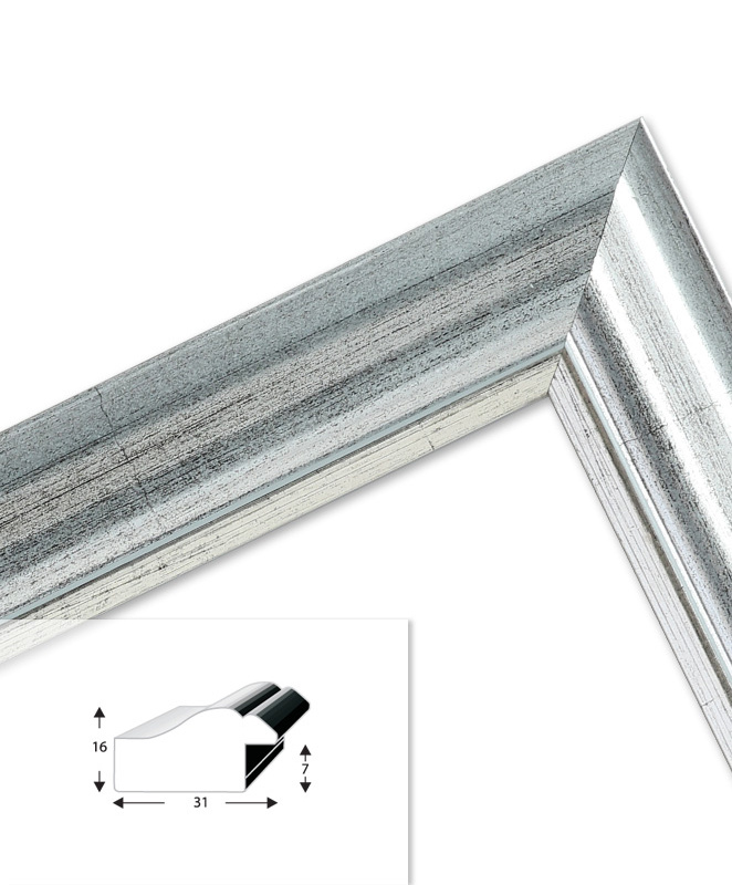 Ramka drewniana VIESTE 2076, szlachetna fotoramka na zdjęcia, plakaty lub obrazy - kolor srebrny