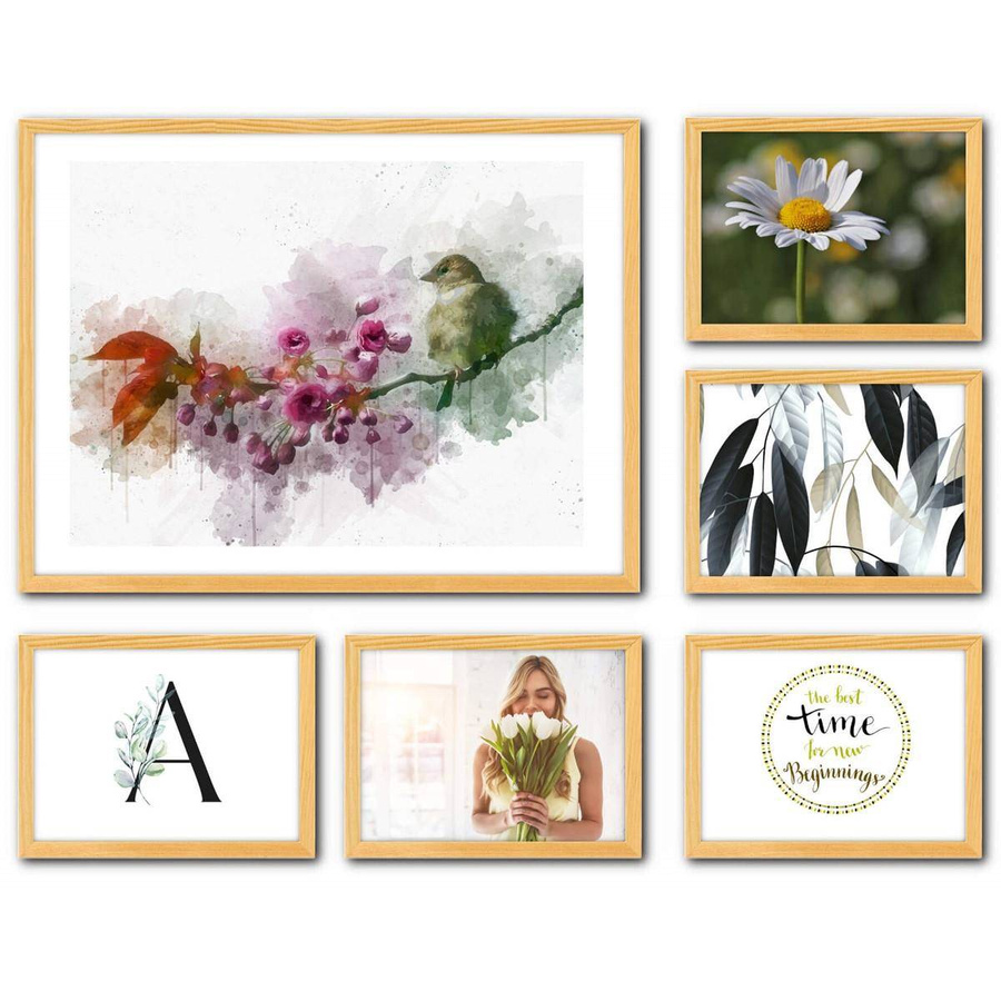 Galeria ścienna PINIA 0 GF0002. Zestaw naturalnych ramek na ścianę