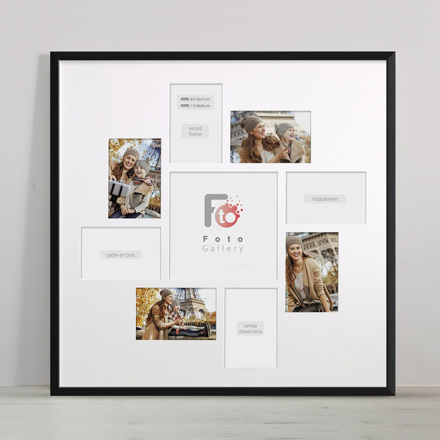 Ramka drewniana galeria passe-partout Black 60x60- kolor czarny