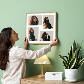 Foto galeria 40x40 cm na 4 zdjęcia o wymiarach 13x18 cm kolor dębowy