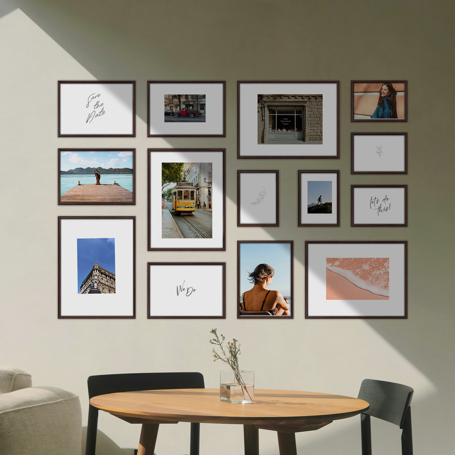 Galeria ścienna PRESTO 44 GF0001. Zestaw brązowych ramek na ścianę