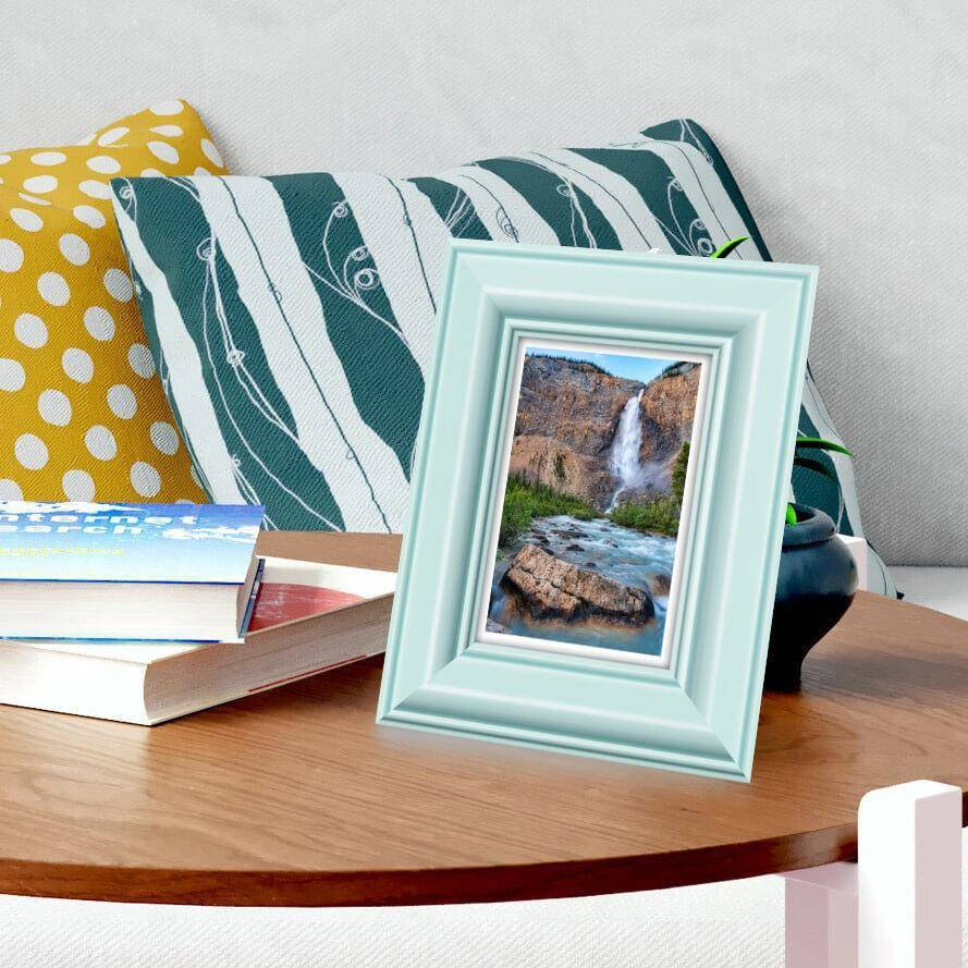 Ramka drewniana FAVARO 2143, nowoczesna fotoramka na zdjęcia, plakaty lub obrazy - kolor miętowy
