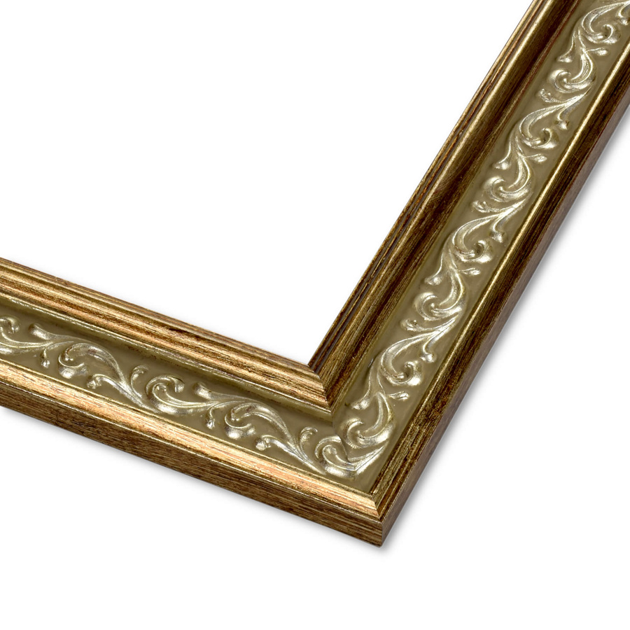 Rama do obrazów, zdjęć, luster na wymiar LUCA #2546. Ornamentowana drewniana oprawa - holenderka, kolor srebro starzone