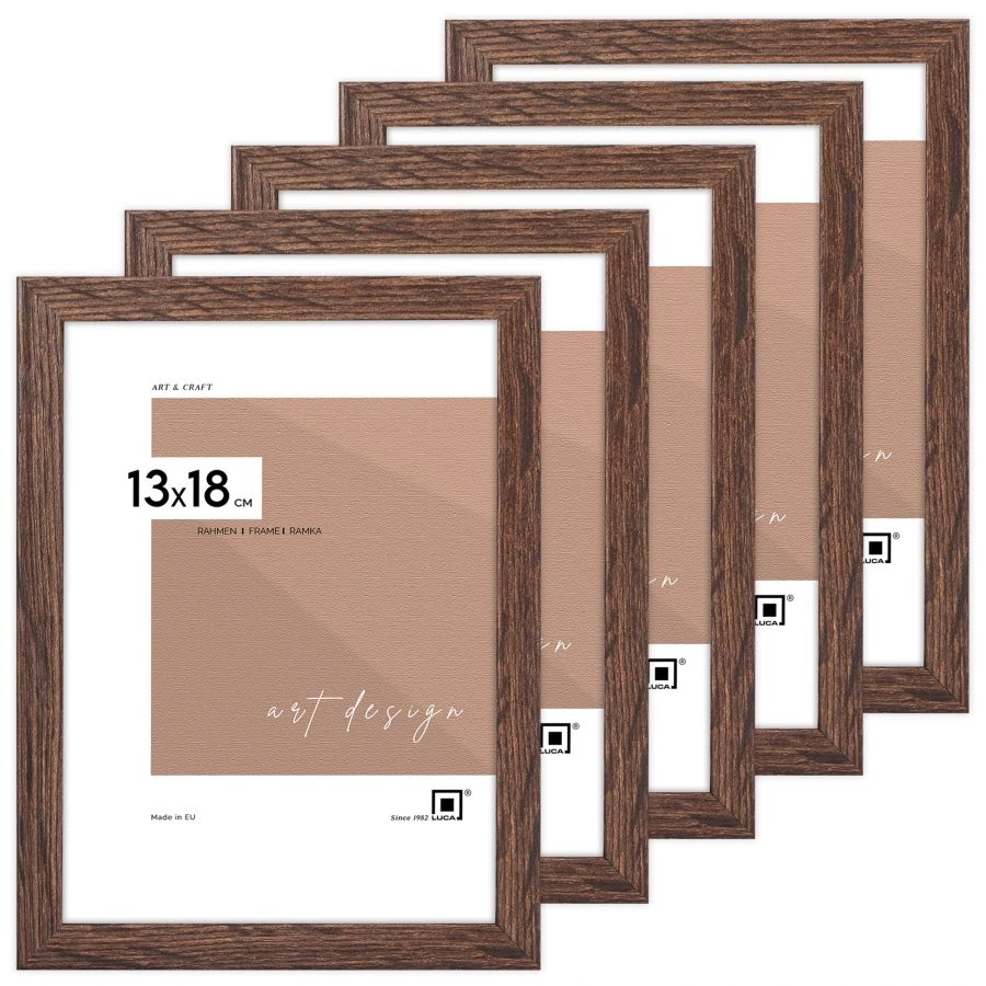 Zestaw 5 brązowych ramek na zdjęcia FDM 6 w rozmiarze 13x18 cm