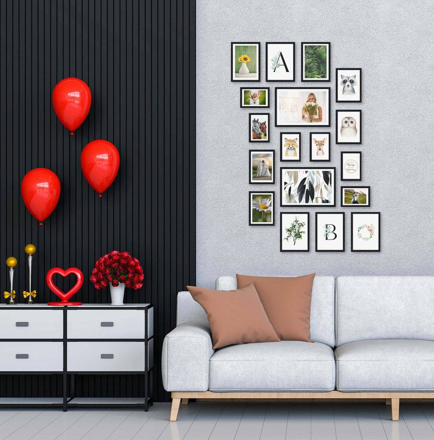 Galeria ścienna PINIA 2 GF0006. Zestaw czarnych ramek na ścianę